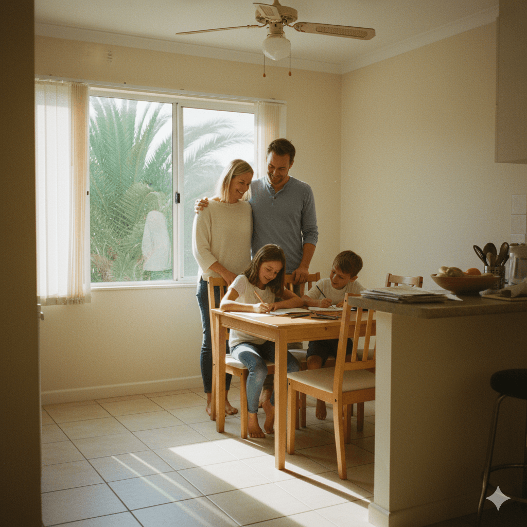A family together at home, representing the peace of mind that comes with proper estate planning